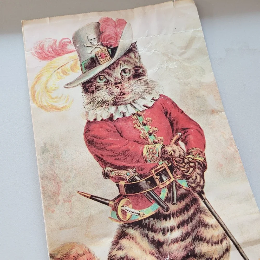 RARE Mrs. Grossman's Paper Company Cat Gift Bag Pirate Kitten Vintage 1981 party